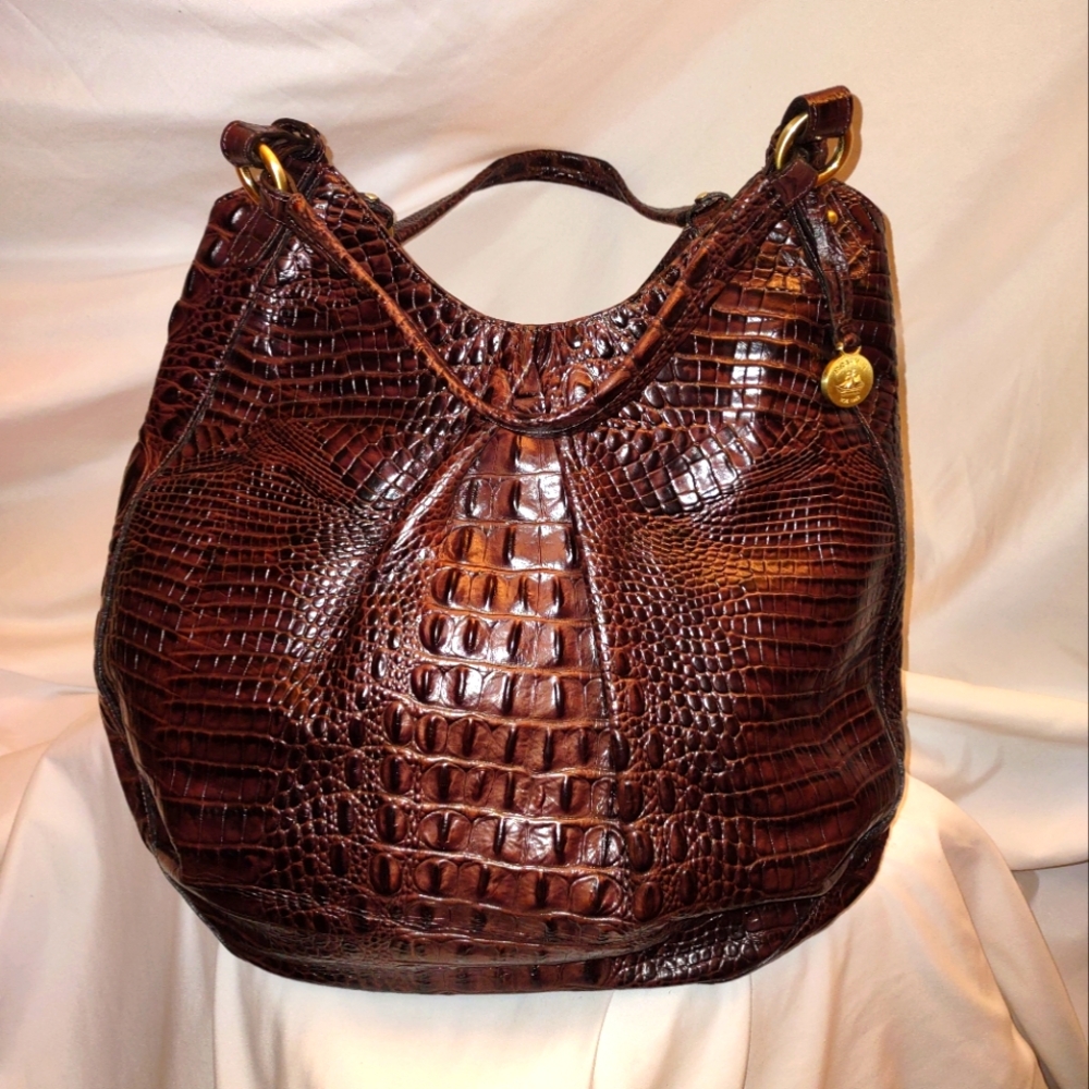 Brahmin Dark Brown Caramel Hobo Tote Bag NWOT
